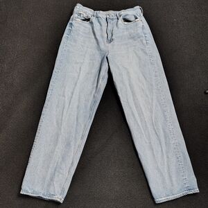 American Eagle Jeans Womens 16 Blue Denim Baggy Straight High Rise Retro